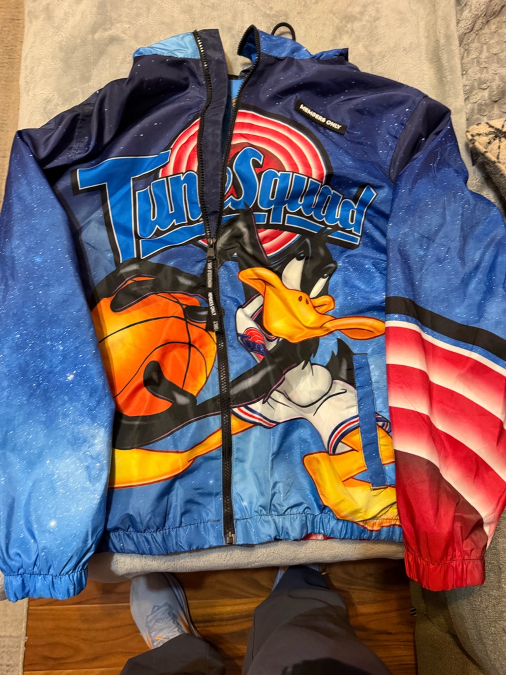 Members Only Tune Squad Daffy Duck Blue Red Kids Jacket